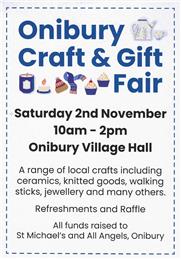 Craft and Gift Fair - Sat 2nd November 2024 10am - 2pm